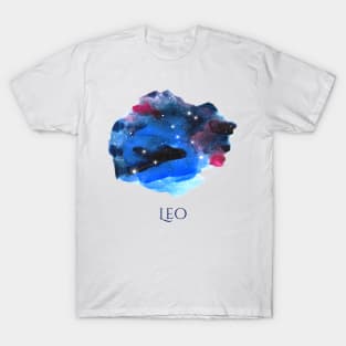 Leo Zodiac Sign - Watercolor Star Constellation T-Shirt